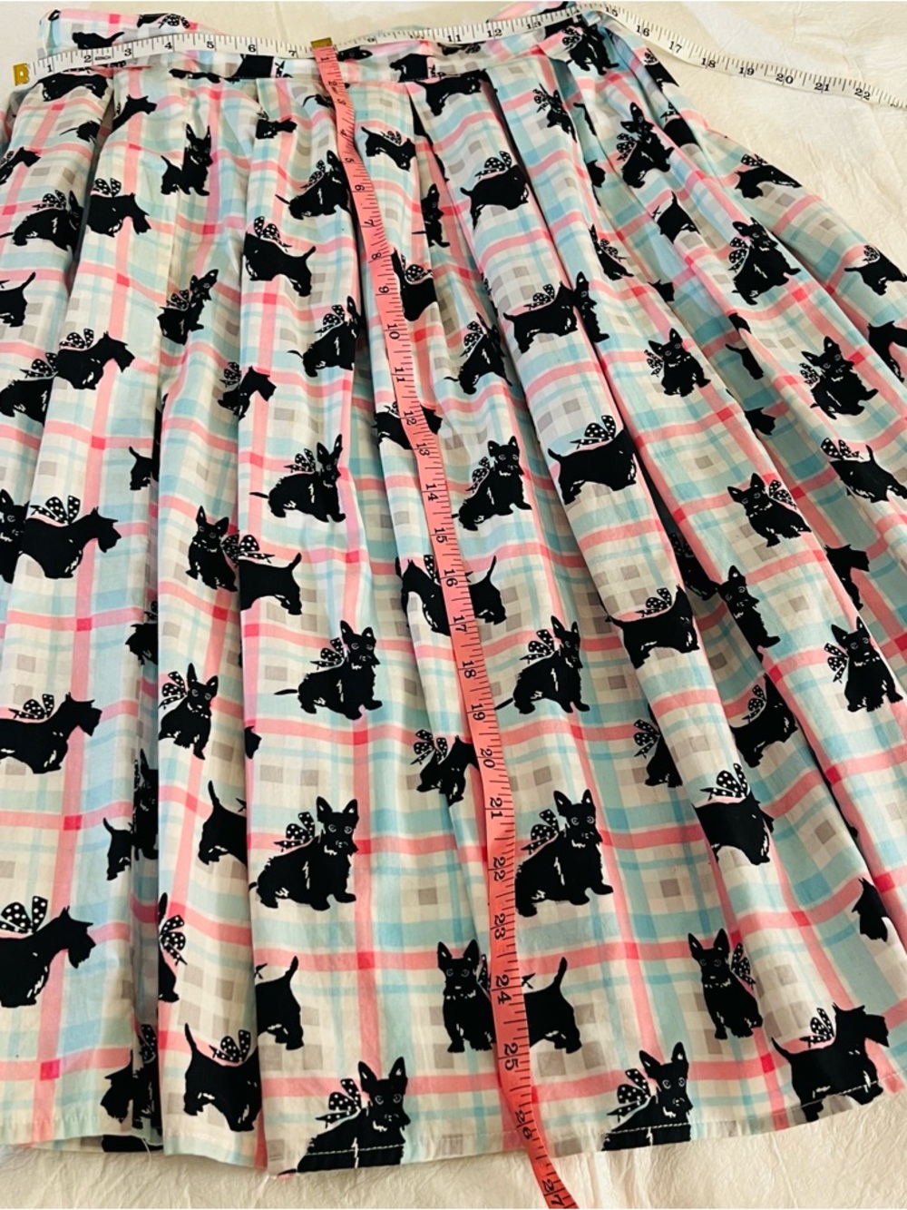 Hell Bunny Scottie Skirt SZ Med Retro Flare Swing Dance Knee Length Dog Lover - Picture 3 of 14